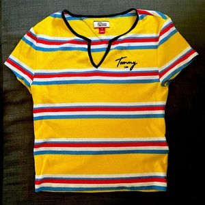 Yellow striped Tommy Hilfiger t shirt for women